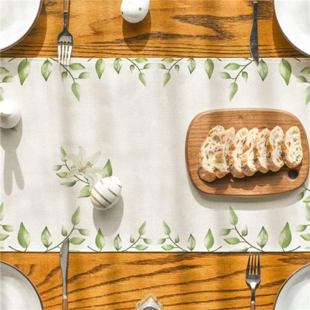 Easter Table Runner Cross Floral Spring Decor Farmhouse Cottage Decorative Cloth - Picture 4 of 5